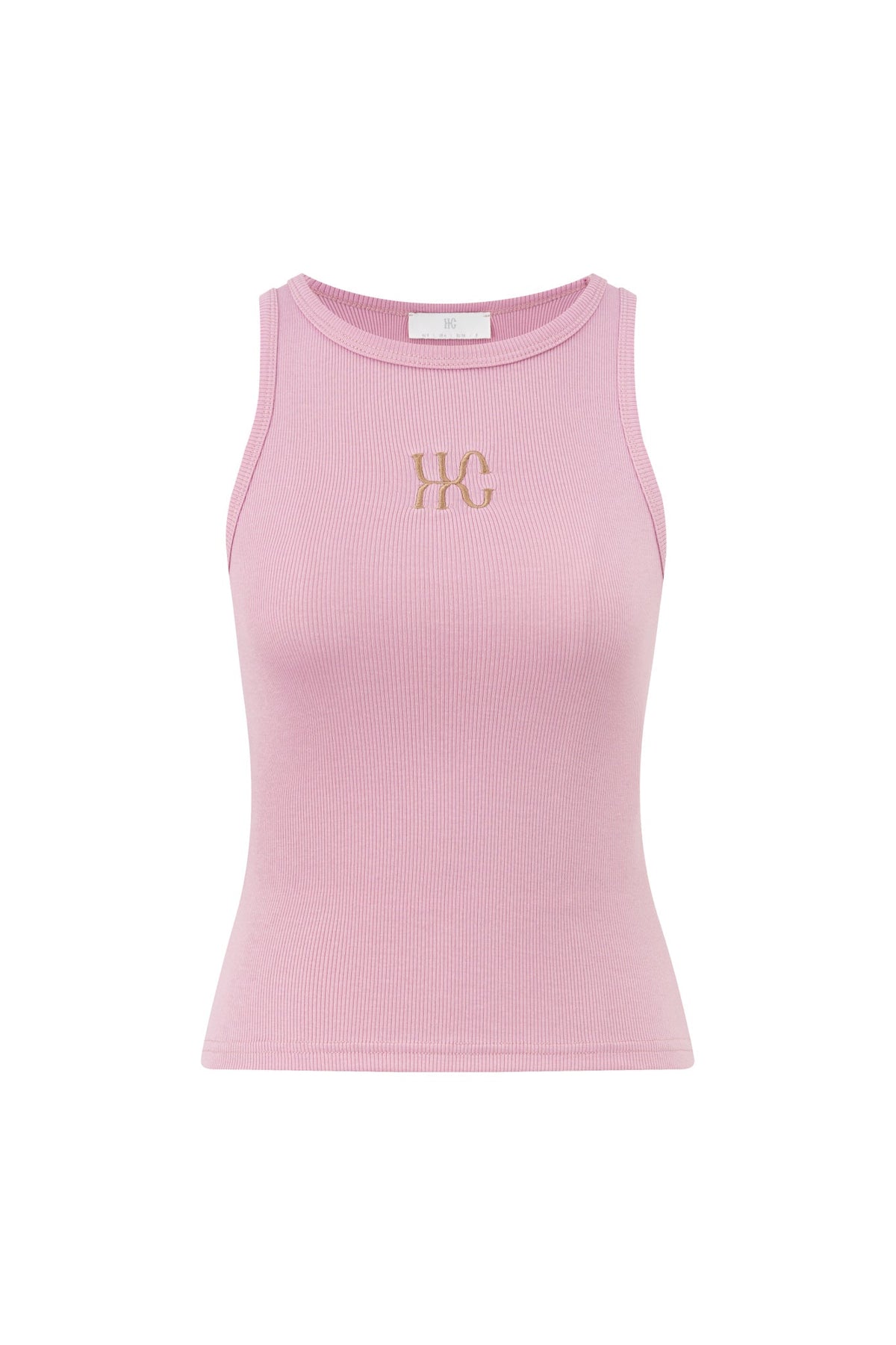 Image of a model wearing Tops. Product name - HC Pink Tank Top in Pink colour by brand - HEYCHIC
