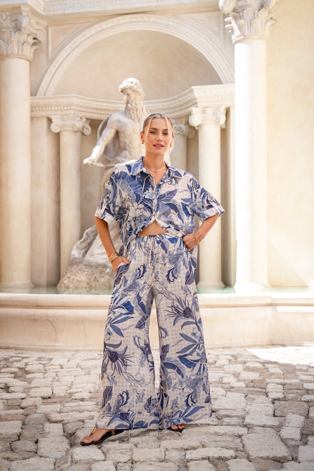 HEYCHIC Botanica Tropical Pants (Blue)