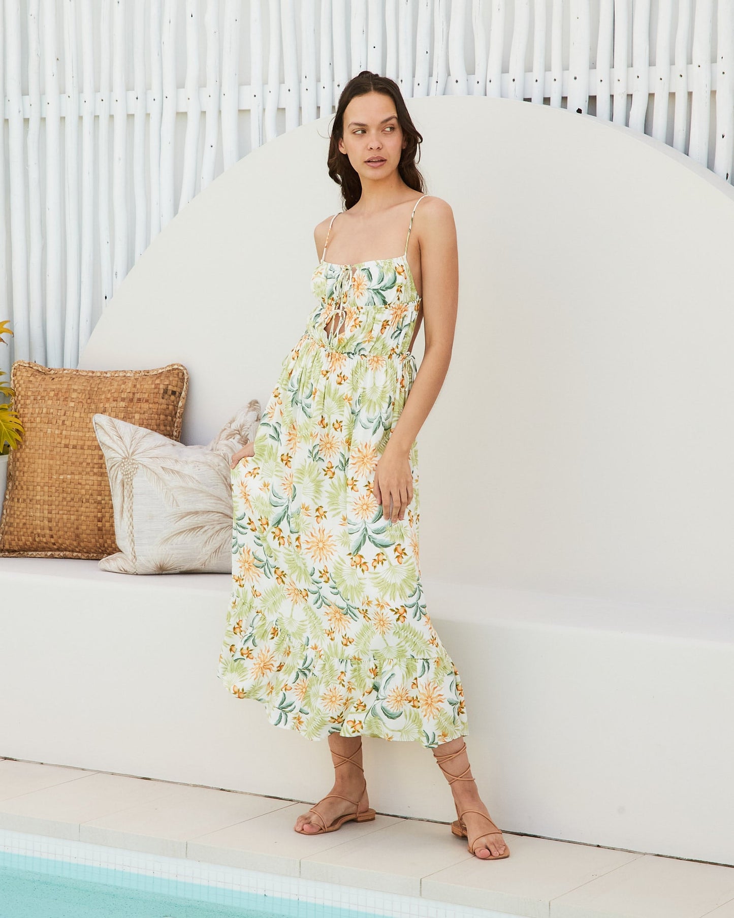 HEYCHIC Leia Green Midi Dress (Floral)