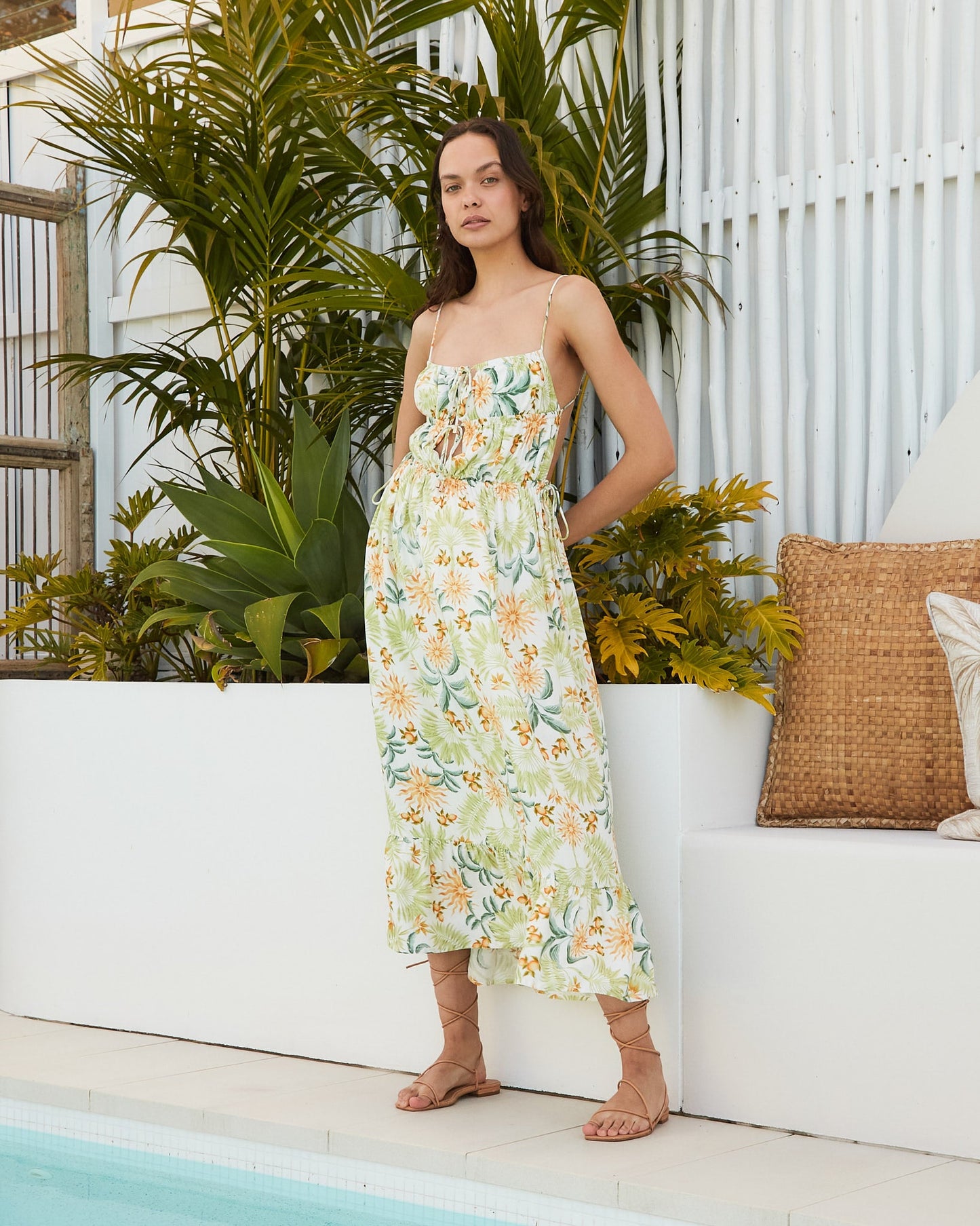 HEYCHIC Leia Green Midi Dress (Floral)