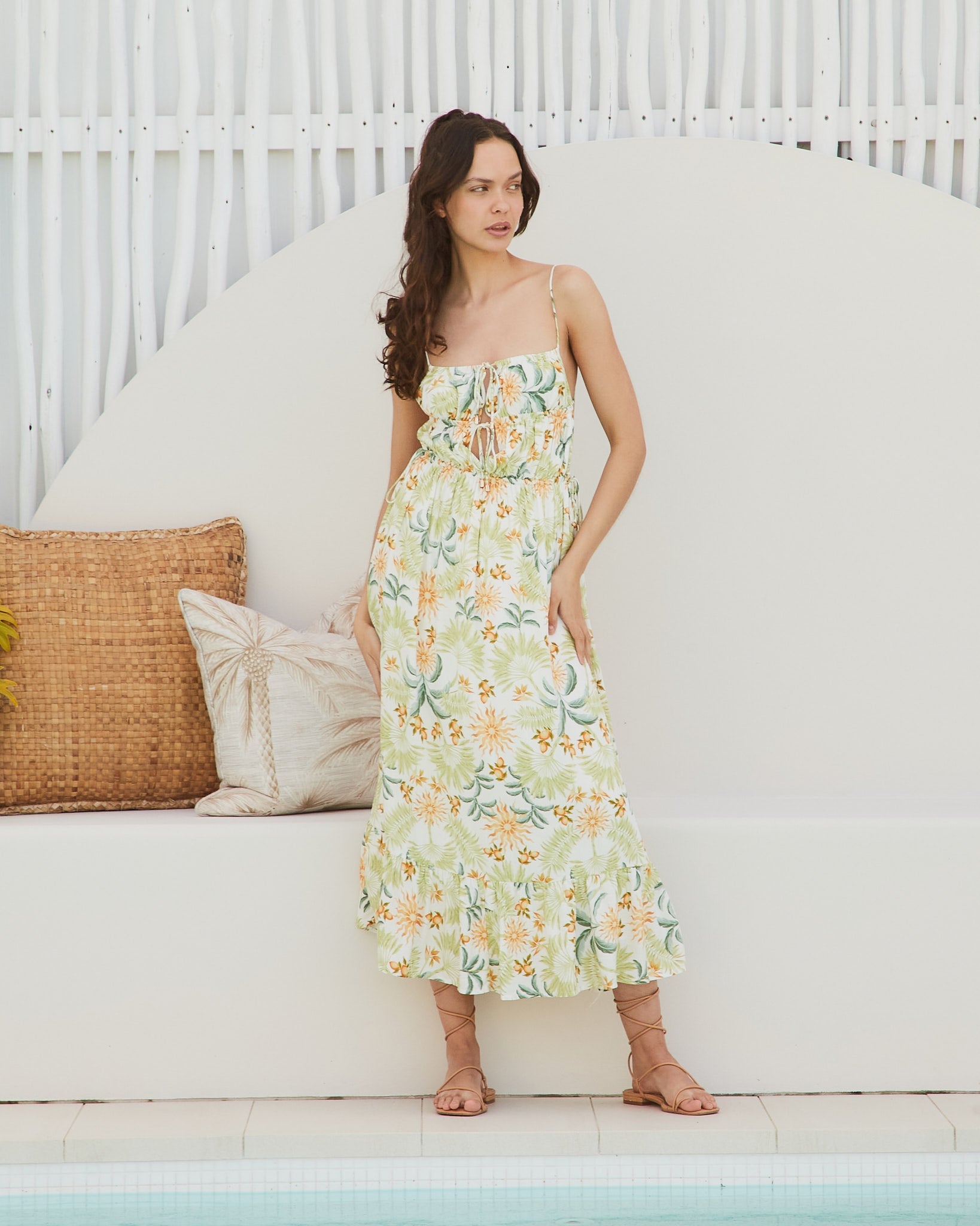 Image of Dresses. Product name - Leia Green Floral Midi Dress in Floral colour by brand - HEYCHIC