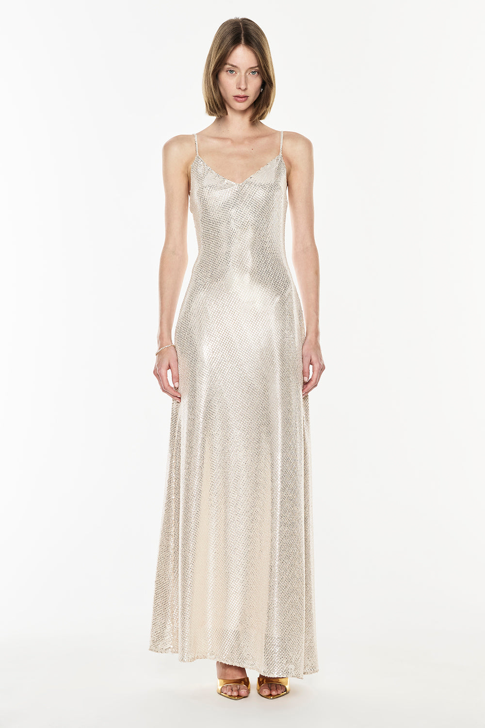 High Voltage Slip Dress (Nude Silver)