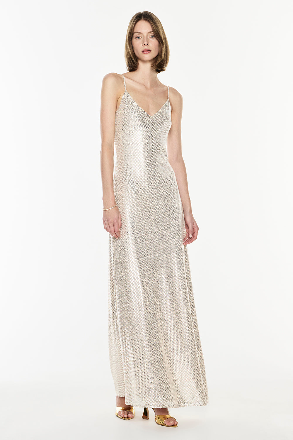 High Voltage Slip Dress (Nude Silver)