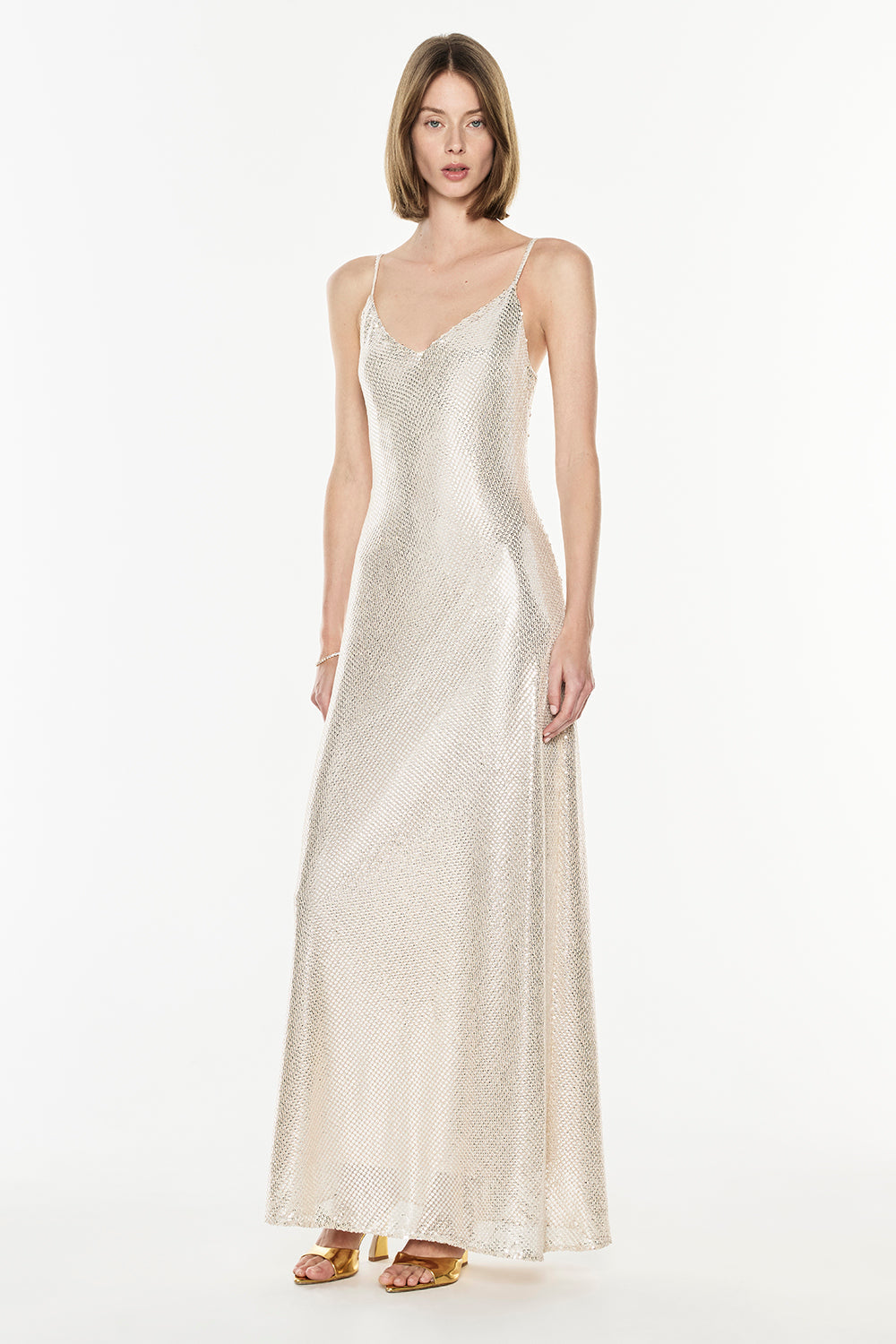 Image of Dresses. Productname: High Voltage Slip Dress in Nude Silver colour by brand - Manning Cartell
