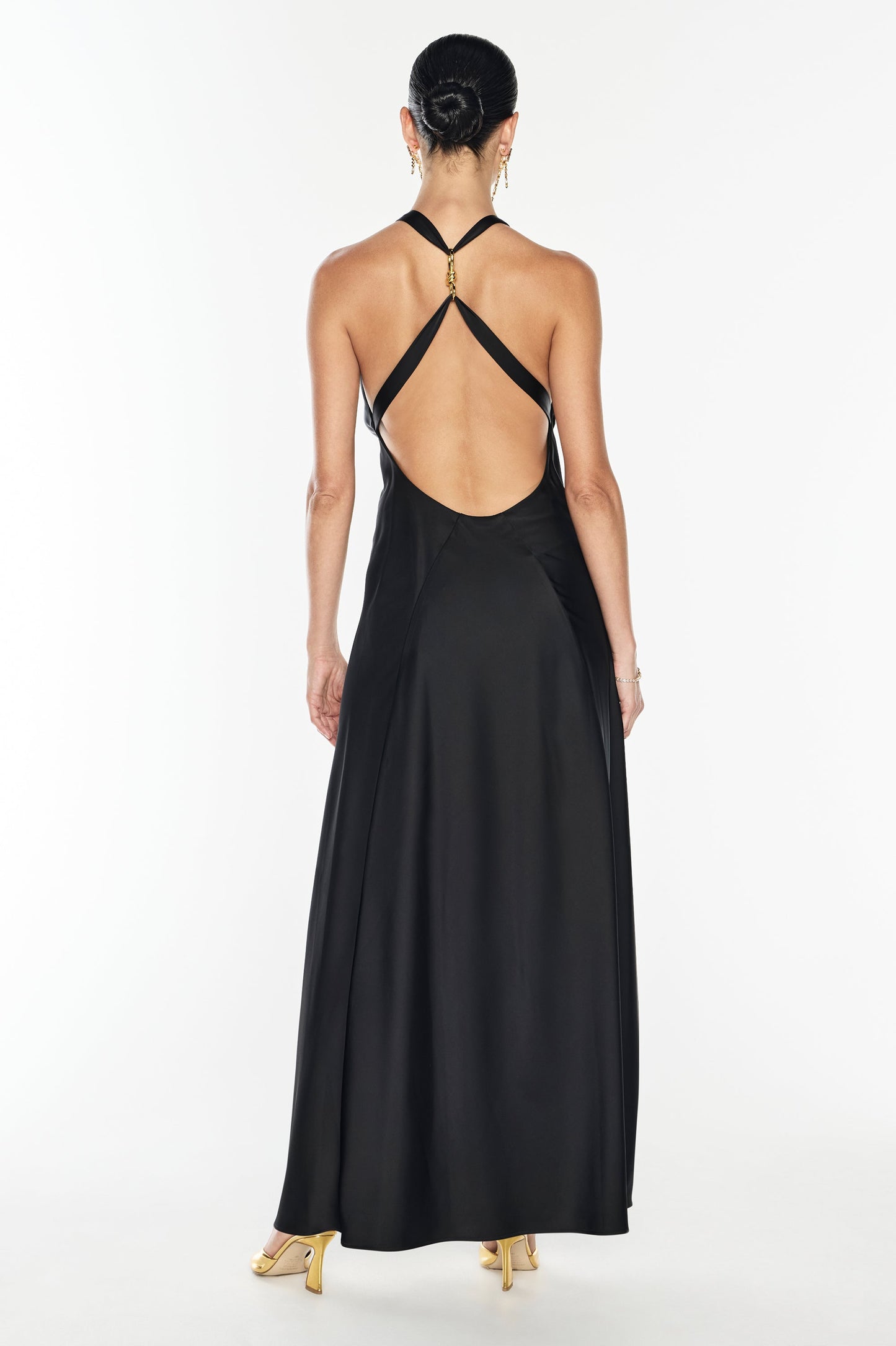 Charmed Cowl Slip Dress (Black)
