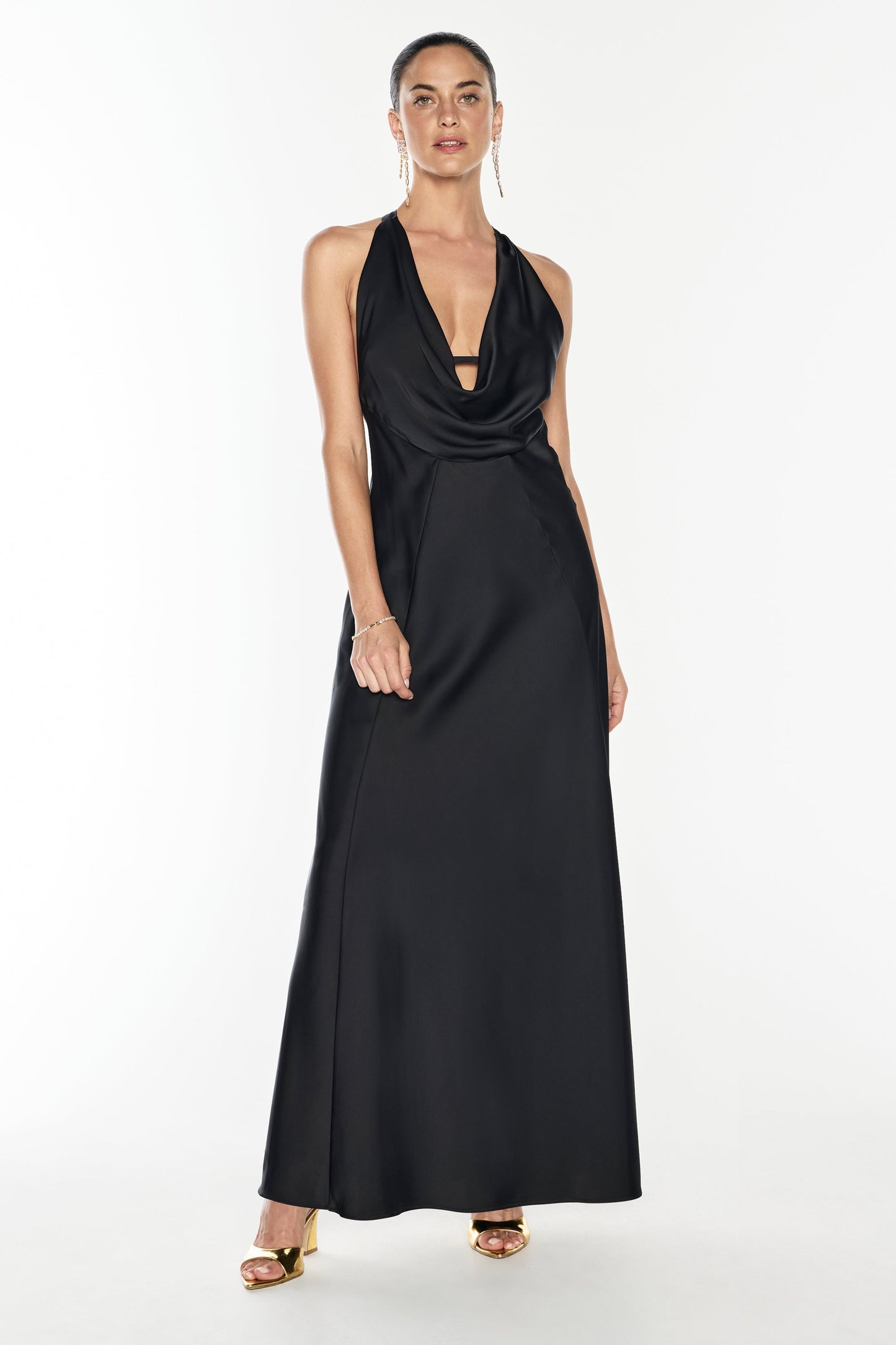 Charmed Cowl Slip Dress (Black)