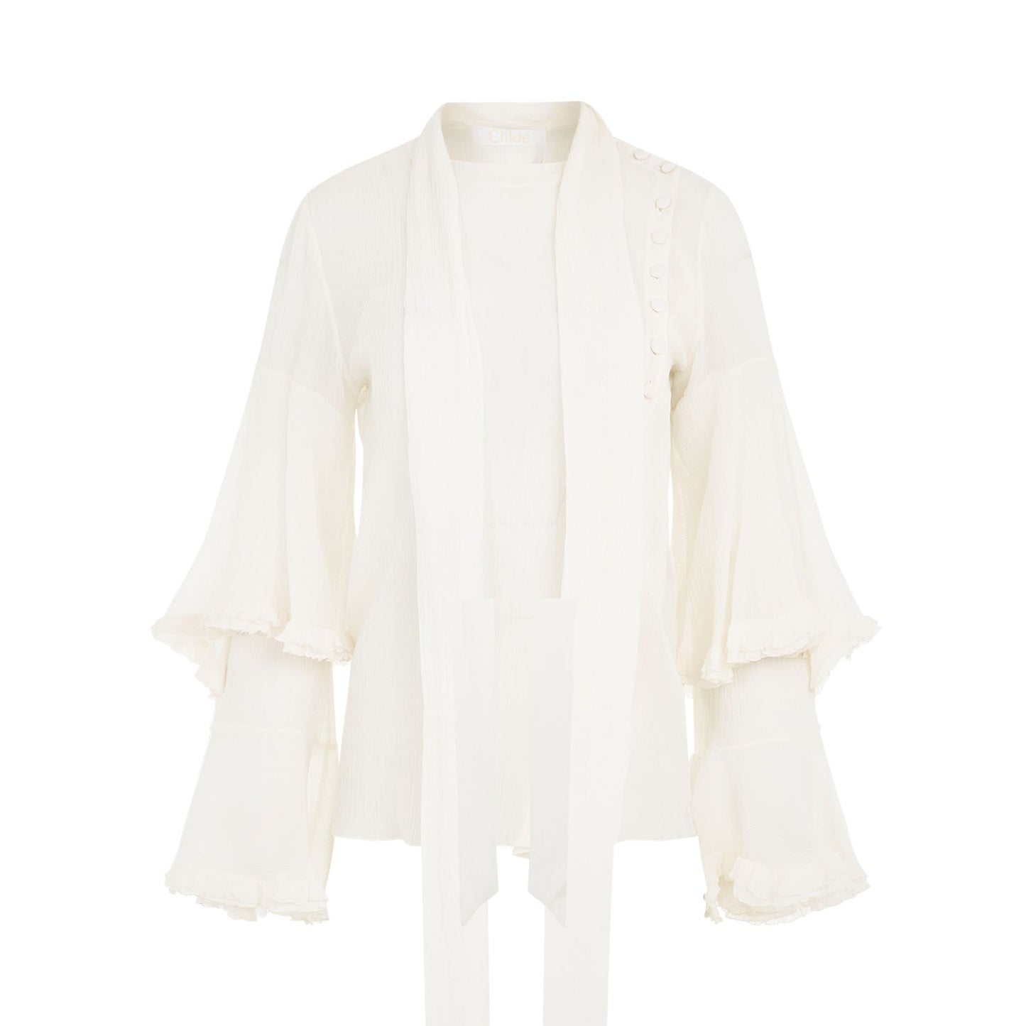Image of a model wearing Tops. Productname: CHLOE Shirt in WHITE colour by brand - CHLOE