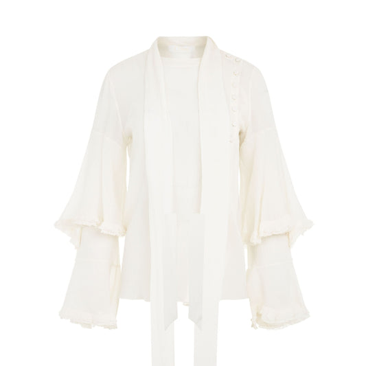 Image of a model wearing Tops. Productname: CHLOE Shirt in WHITE colour by brand - CHLOE