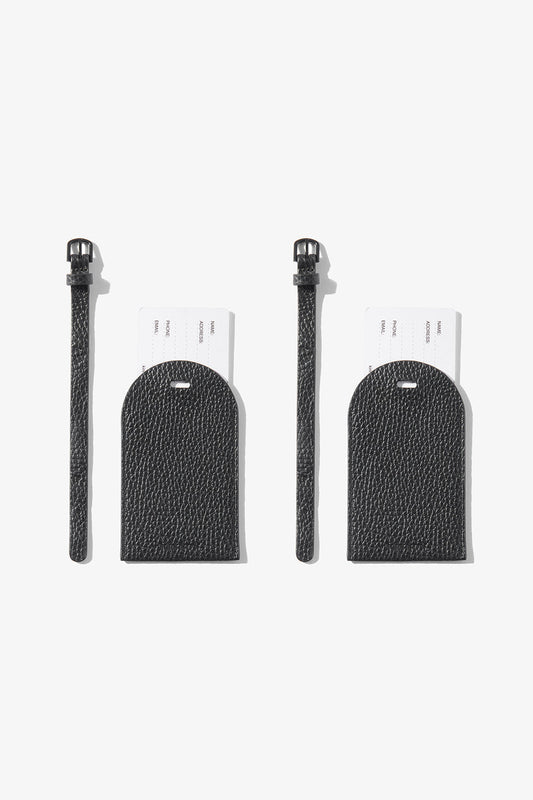 Image of Badge & Pass Holders. Product name - HALE DUO LUGGAGE TAG BLACK WITH BLACK HARDWARE in Black colour by brand - KINNON