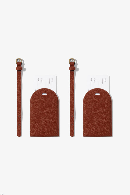 Image of Badge & Pass Holders. Product name - HALE DUO LUGGAGE TAG CHESTNUT in Chestnut colour by brand - KINNON