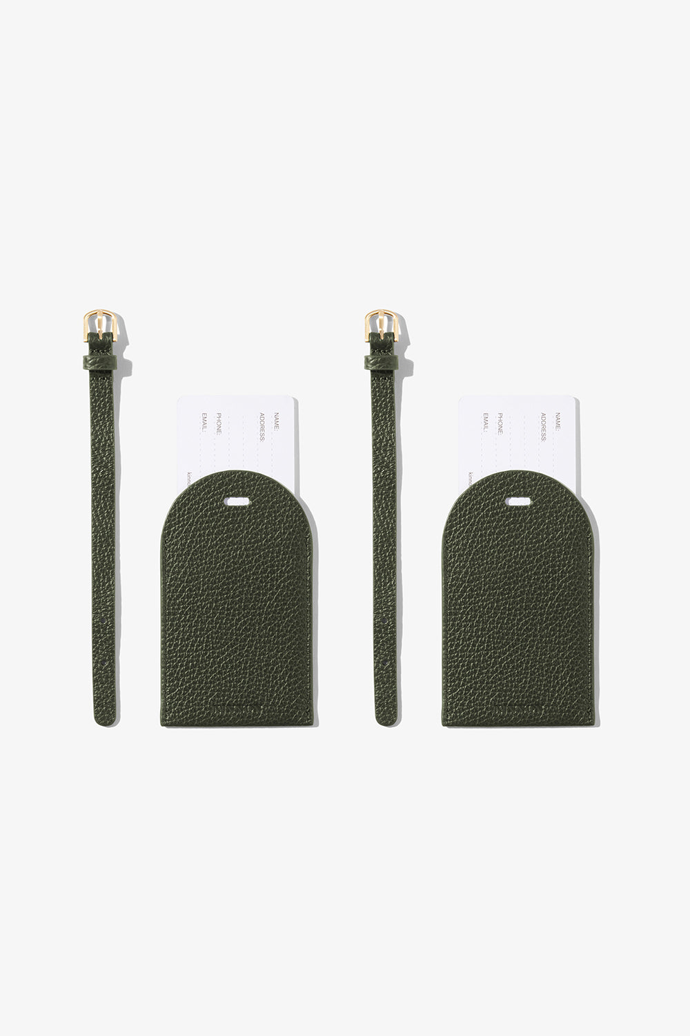 Image of Badge & Pass Holders. Product name - HALE DUO LUGGAGE TAG OLIVE in Olive colour by brand - KINNON