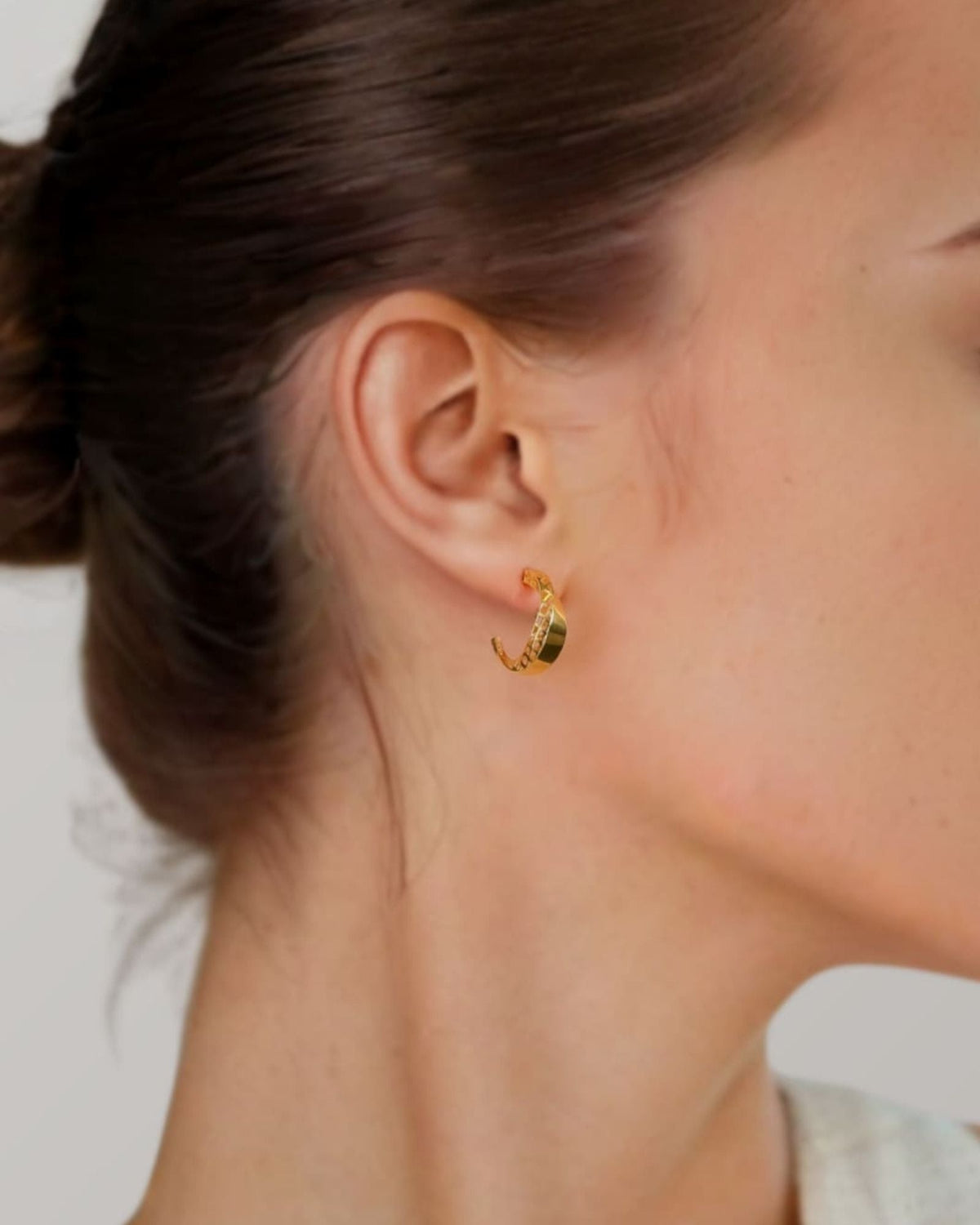 LAVANA Half Moon Silver Hoop Earrings