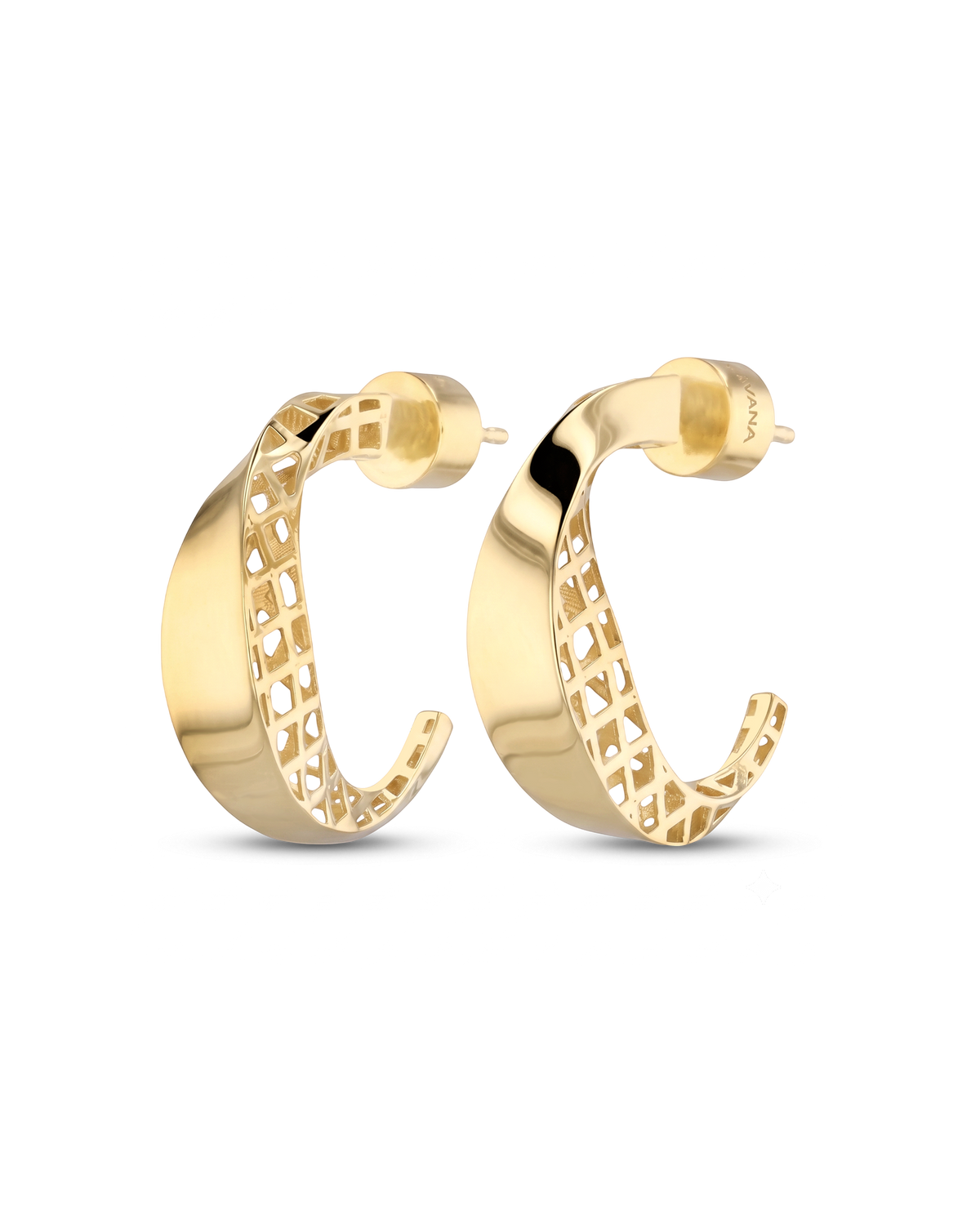 Image of Earrings. Product name - Half Moon Gold Hoop Earrings in colour by brand - LAVANA