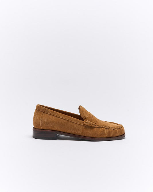 Image of Flats. Productname: Hawk Leather Loafer in Tan Suede colour by brand - Walnut Melbourne