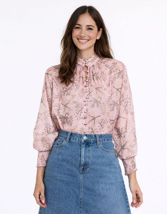 Image of Blouses. Product name - Hazel Blouse Tea Rose Print in Tea Rose Print colour by brand - 365 Days