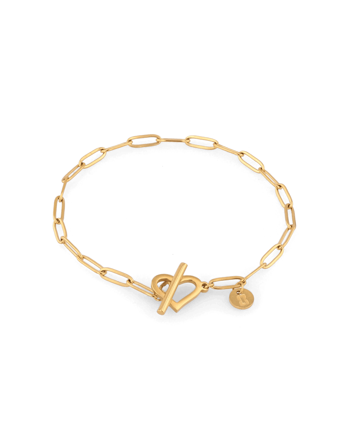 Image of Bracelets. Product name - Heartlock Gold Paperclip Bracelet in colour by brand - LAVANA