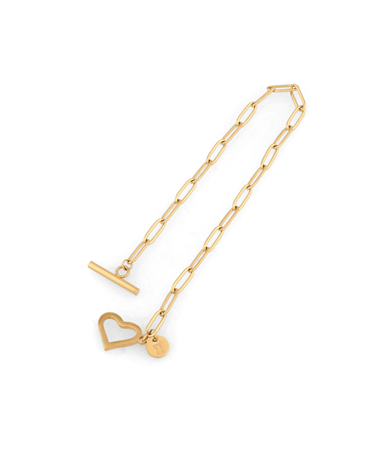 LAVANA Heartlock Gold Paperclip Bracelet