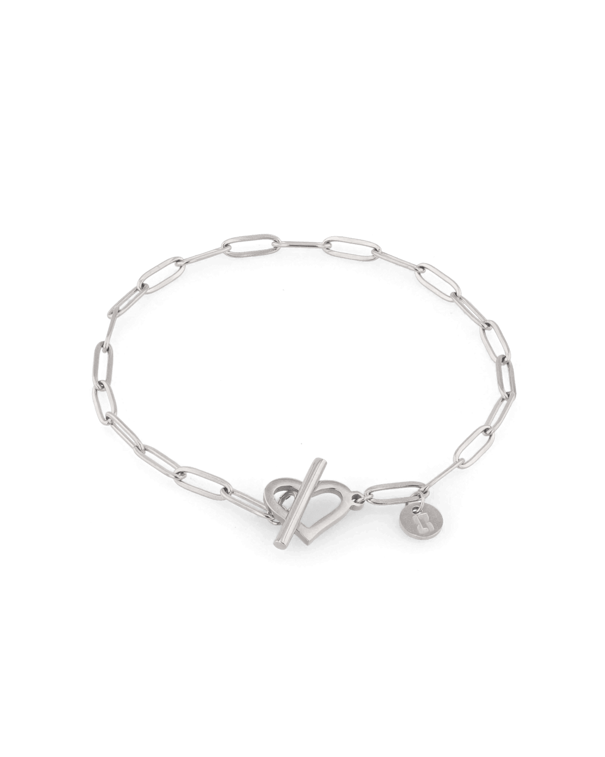 Image of Bracelets. Product name - Heartlock Silver Paperclip Bracelet in colour by brand - LAVANA