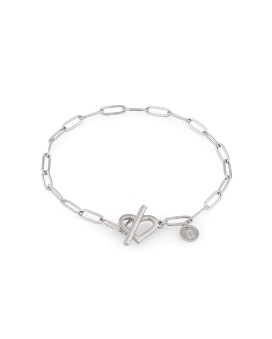 Image of Bracelets. Product name - Heartlock Silver Paperclip Bracelet in colour by brand - LAVANA