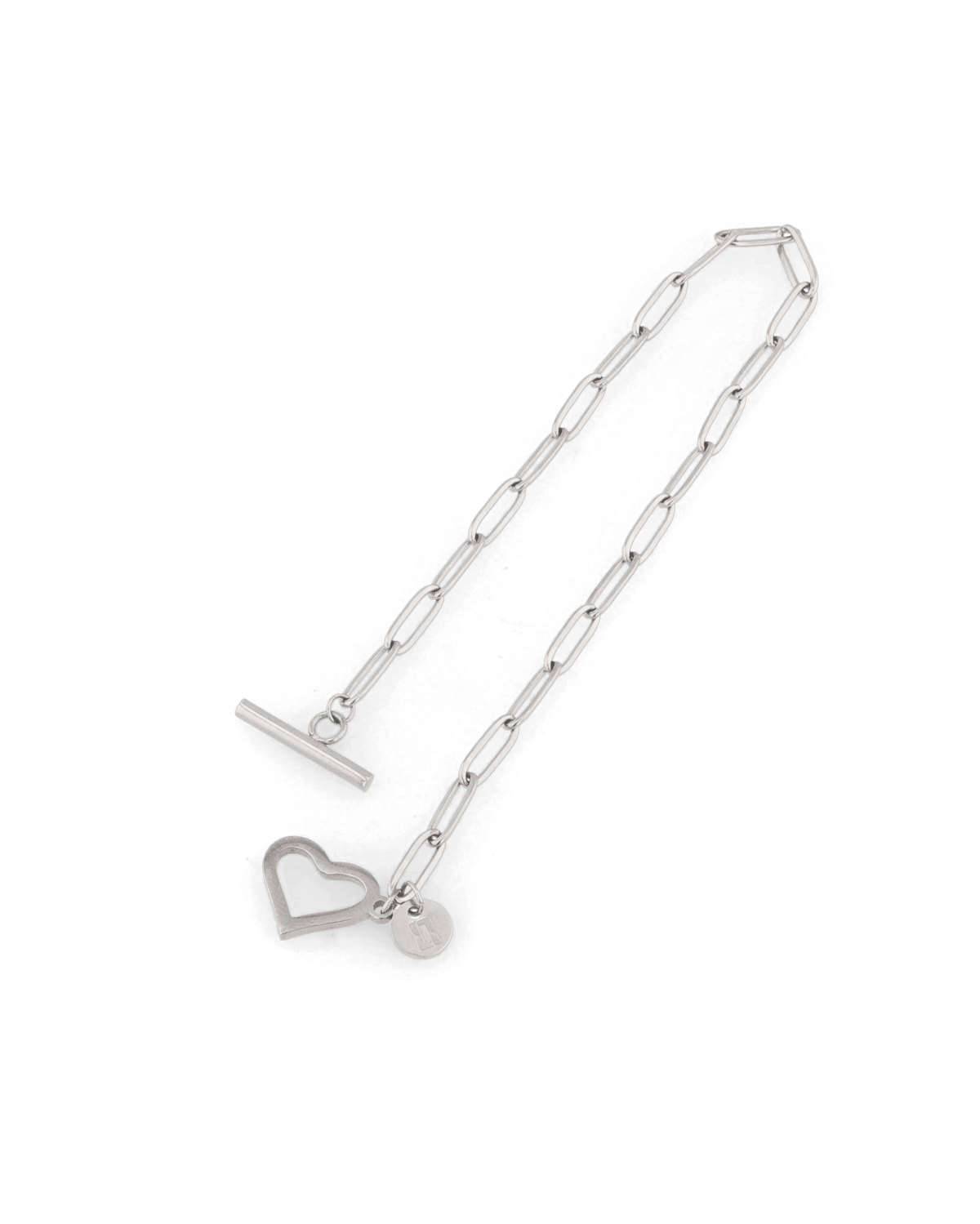 LAVANA Heartlock Silver Paperclip Bracelet