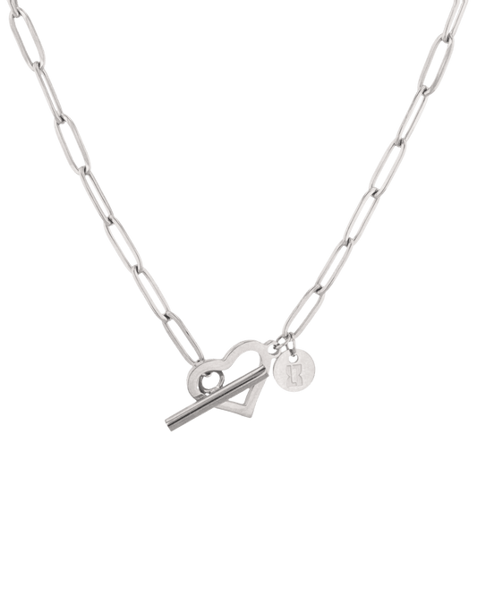 Image of Necklaces. Product name - Heartlock Silver Paperclip Necklace in colour by brand - LAVANA