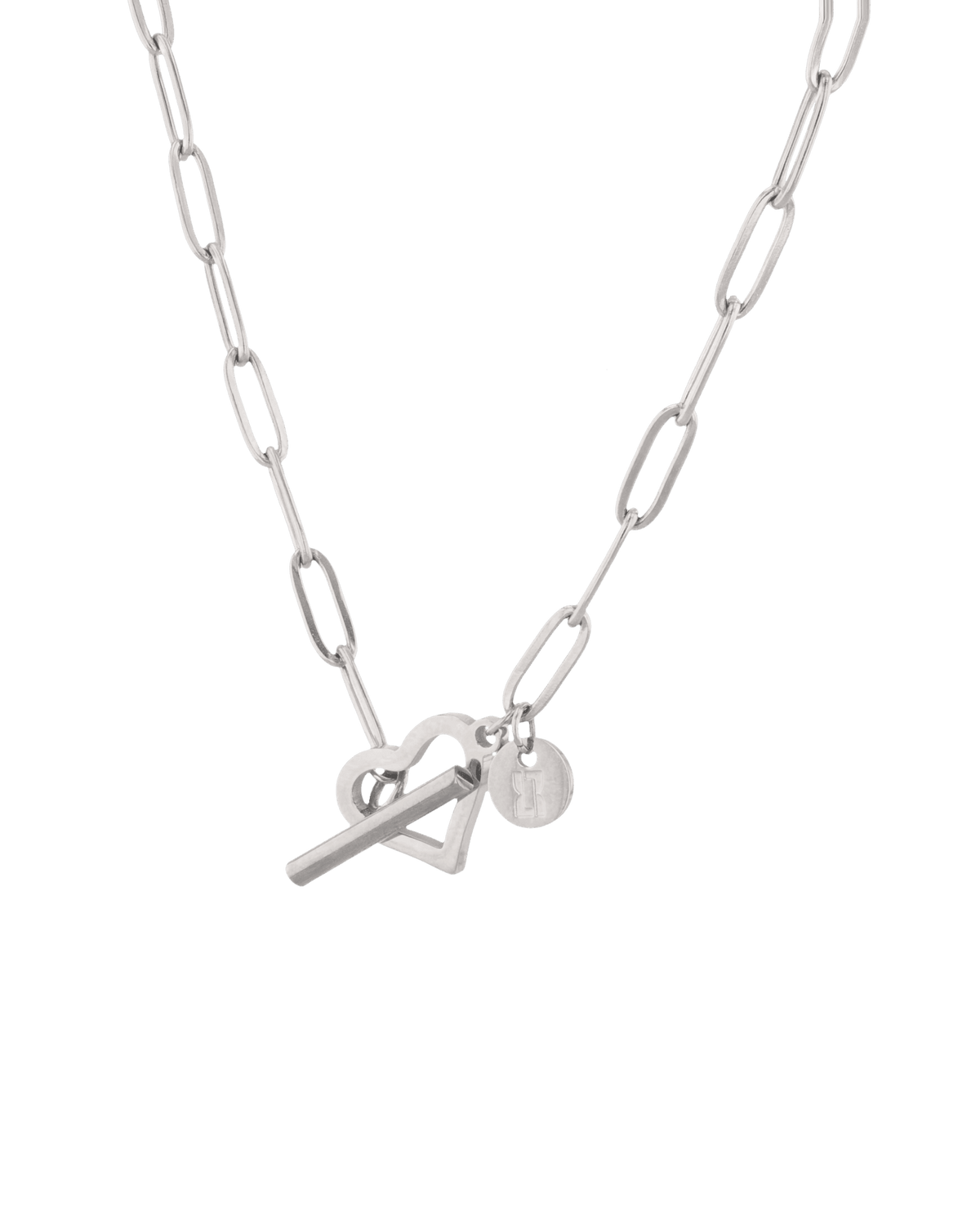 LAVANA Heartlock Silver Paperclip Necklace