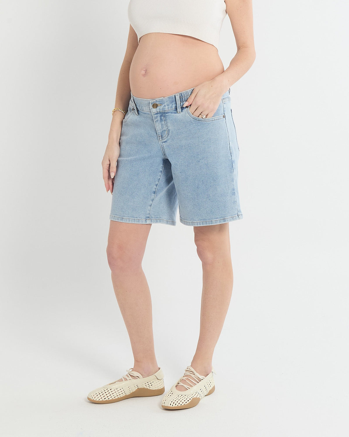 Soon Maternity Heaven Denim Long Shorts