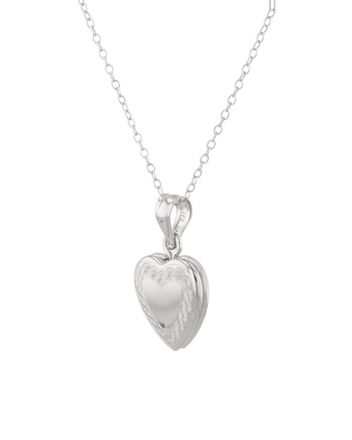 LAVANA Heirloom Etched Heart Locket Necklace Silver