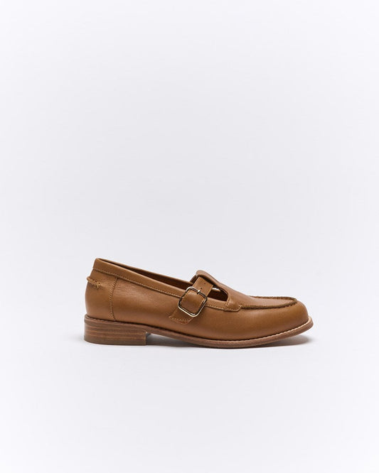 Image of Flats. Productname: Helena Leather Loafer in Tan colour by brand - Walnut Melbourne