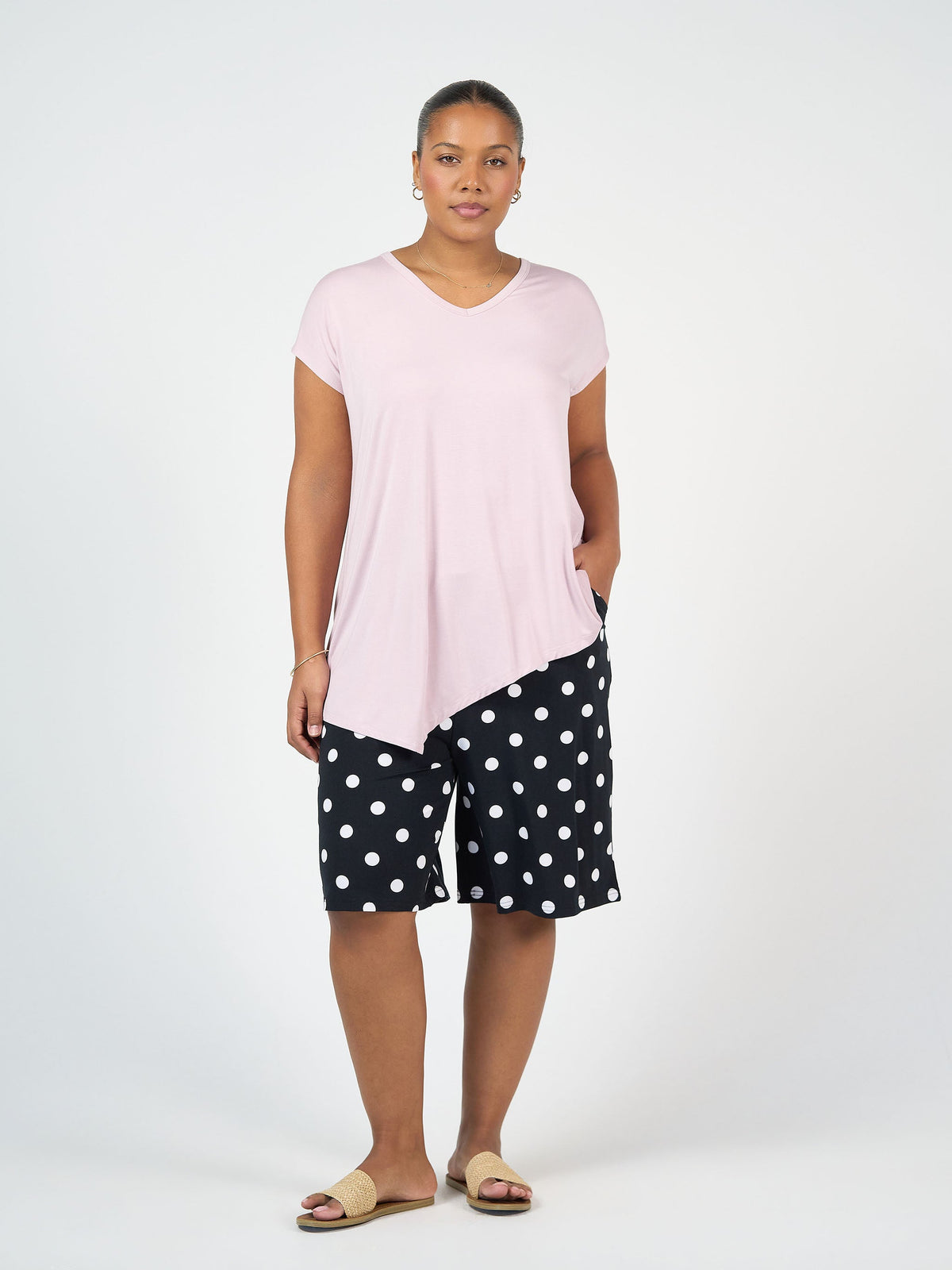 Lou Lou Simone Wide Leg Bamboo Shorts (Polka Dot)