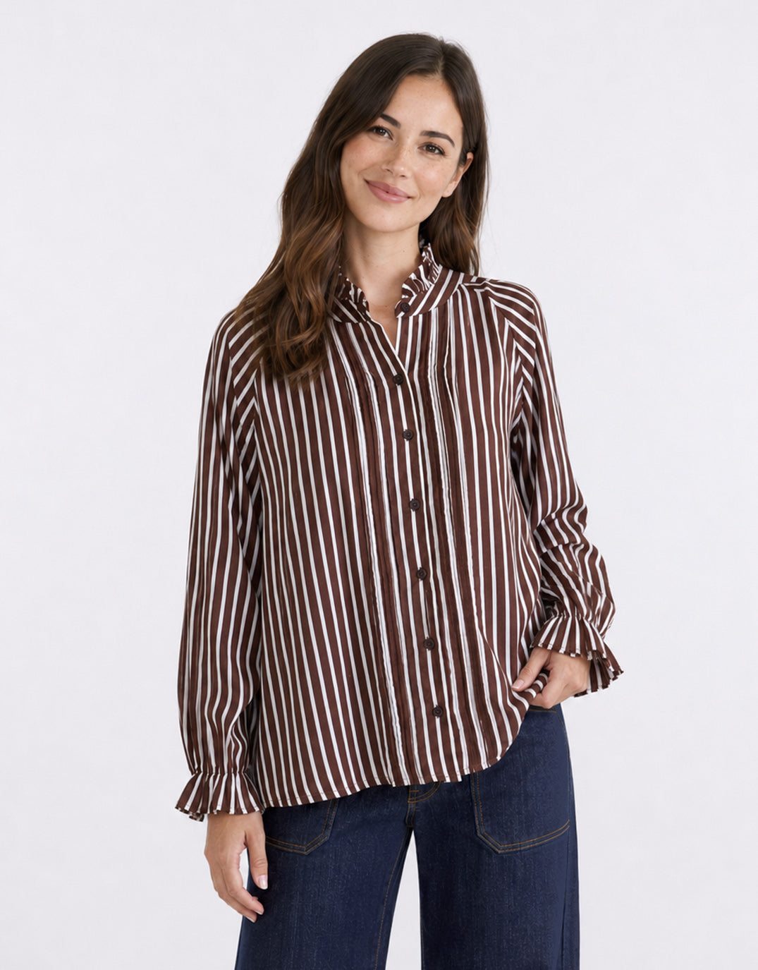132 Fashion Holly Blouse Stripe (Choc/White)