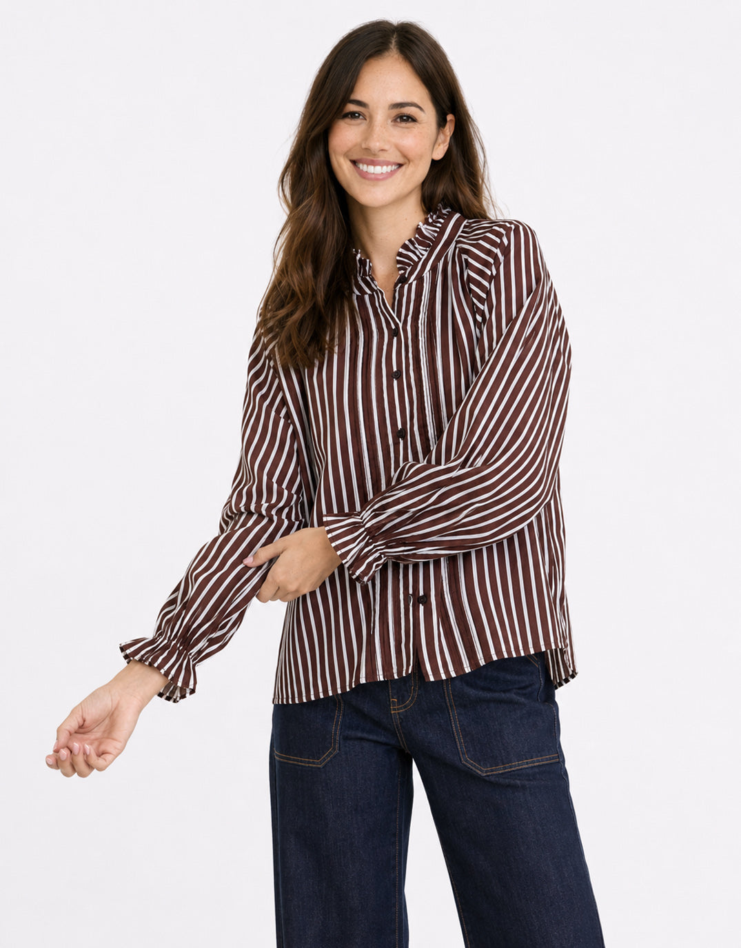 132 Fashion Holly Blouse Stripe (Choc/White)