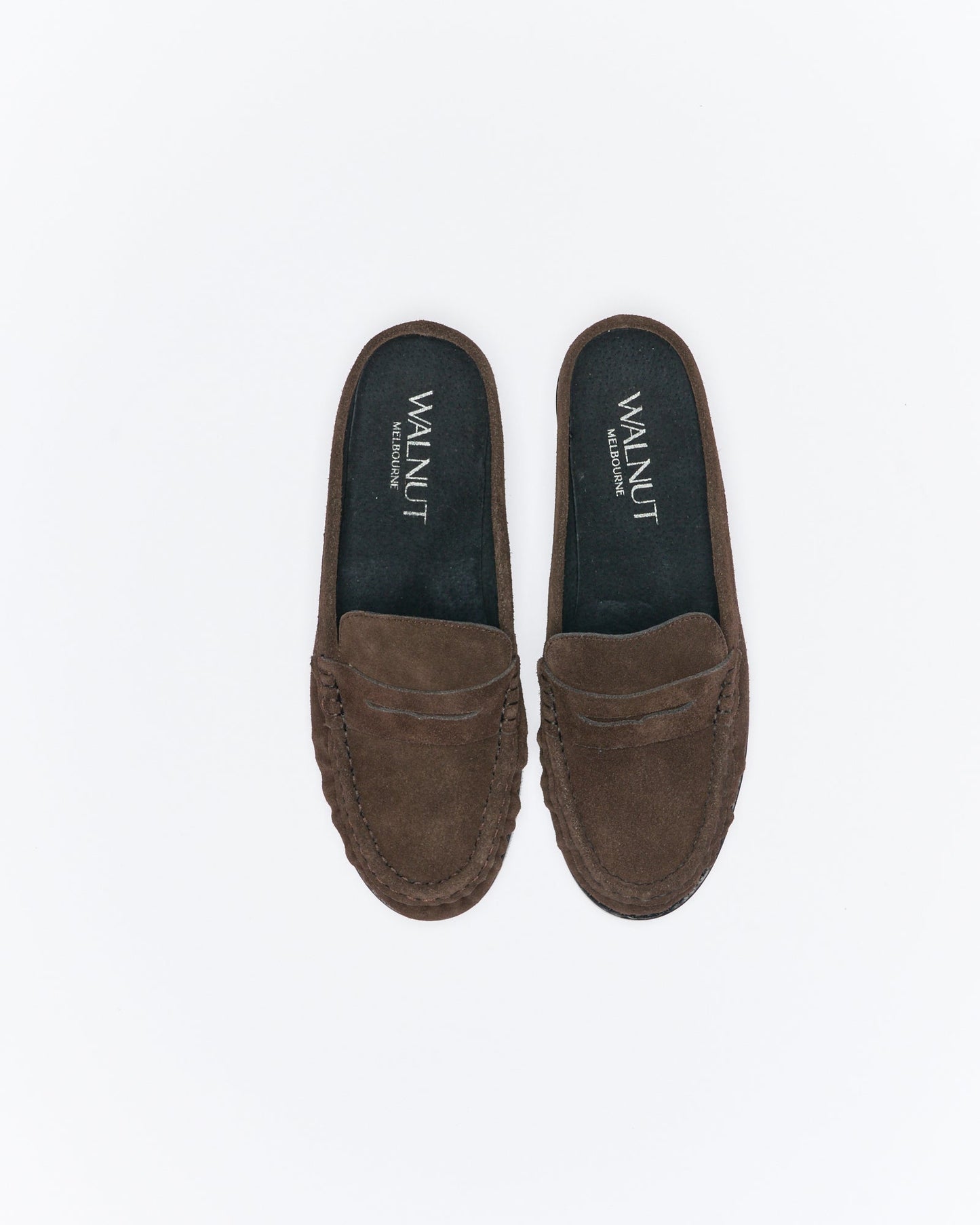 Walnut Melbourne Hugo Leather Mule (Bitter Chocolate Suede)