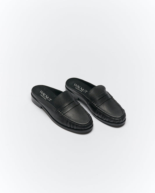 Walnut Melbourne Hugo Leather Mule (Black)