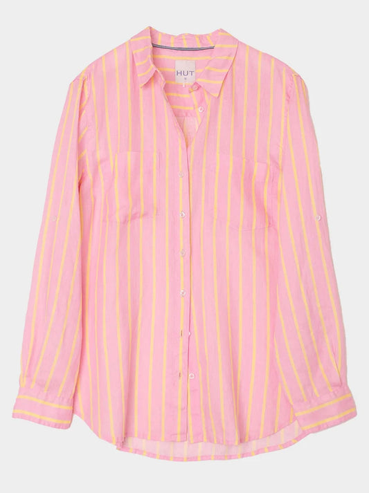 HUT STRIPE BOYFRIEND SHIRT (Lemon Drop Stripe)