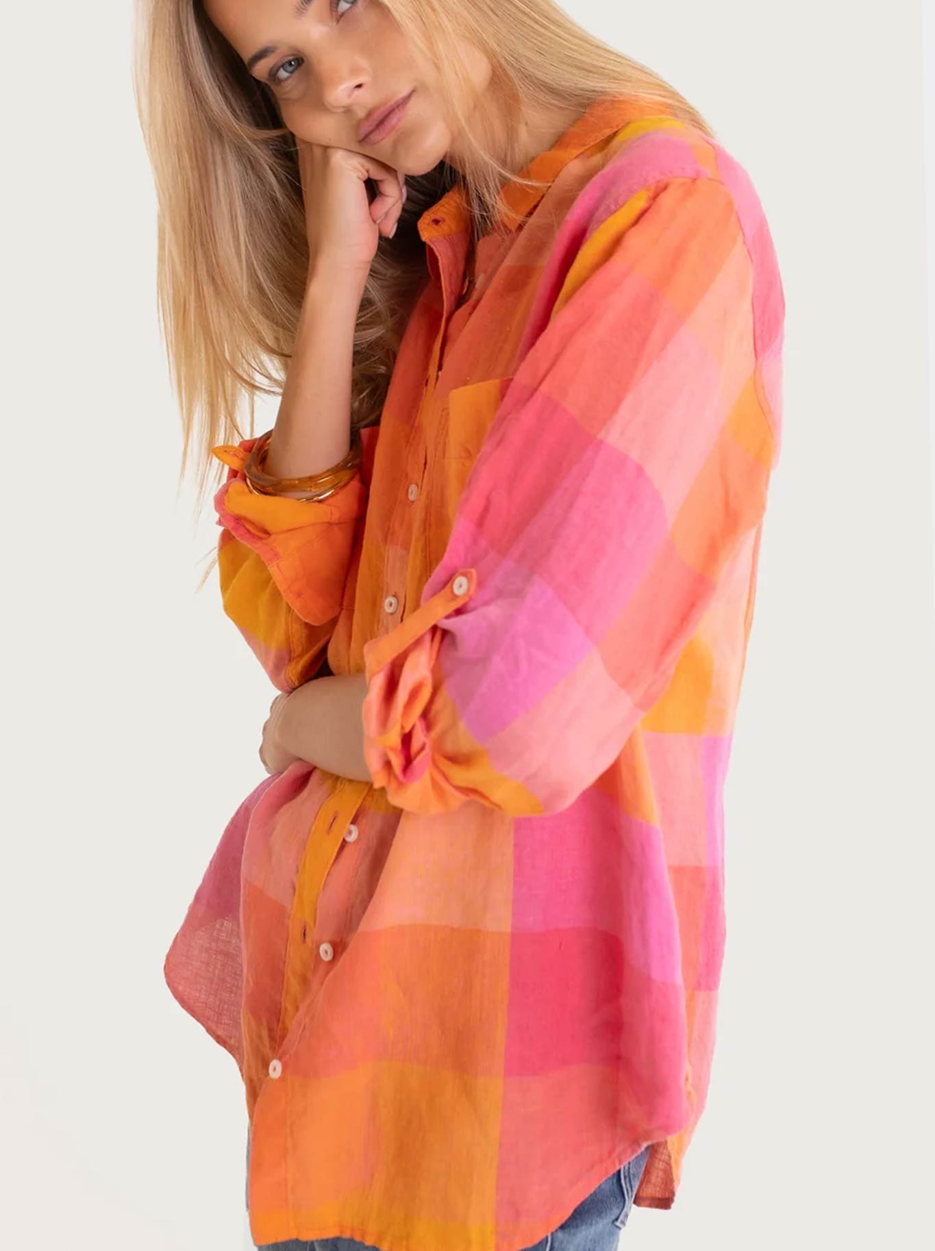 HUT CHECK BOYFRIEND SHIRT (Lets Hang Out)