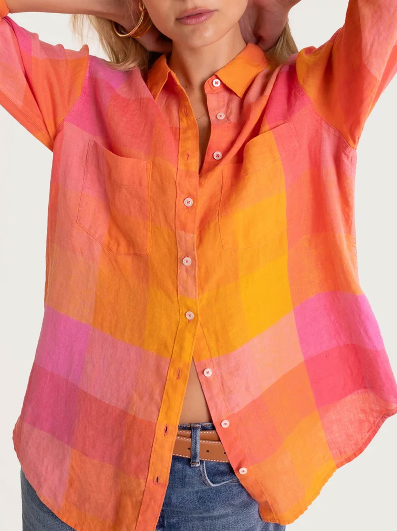 HUT CHECK BOYFRIEND SHIRT (Lets Hang Out)