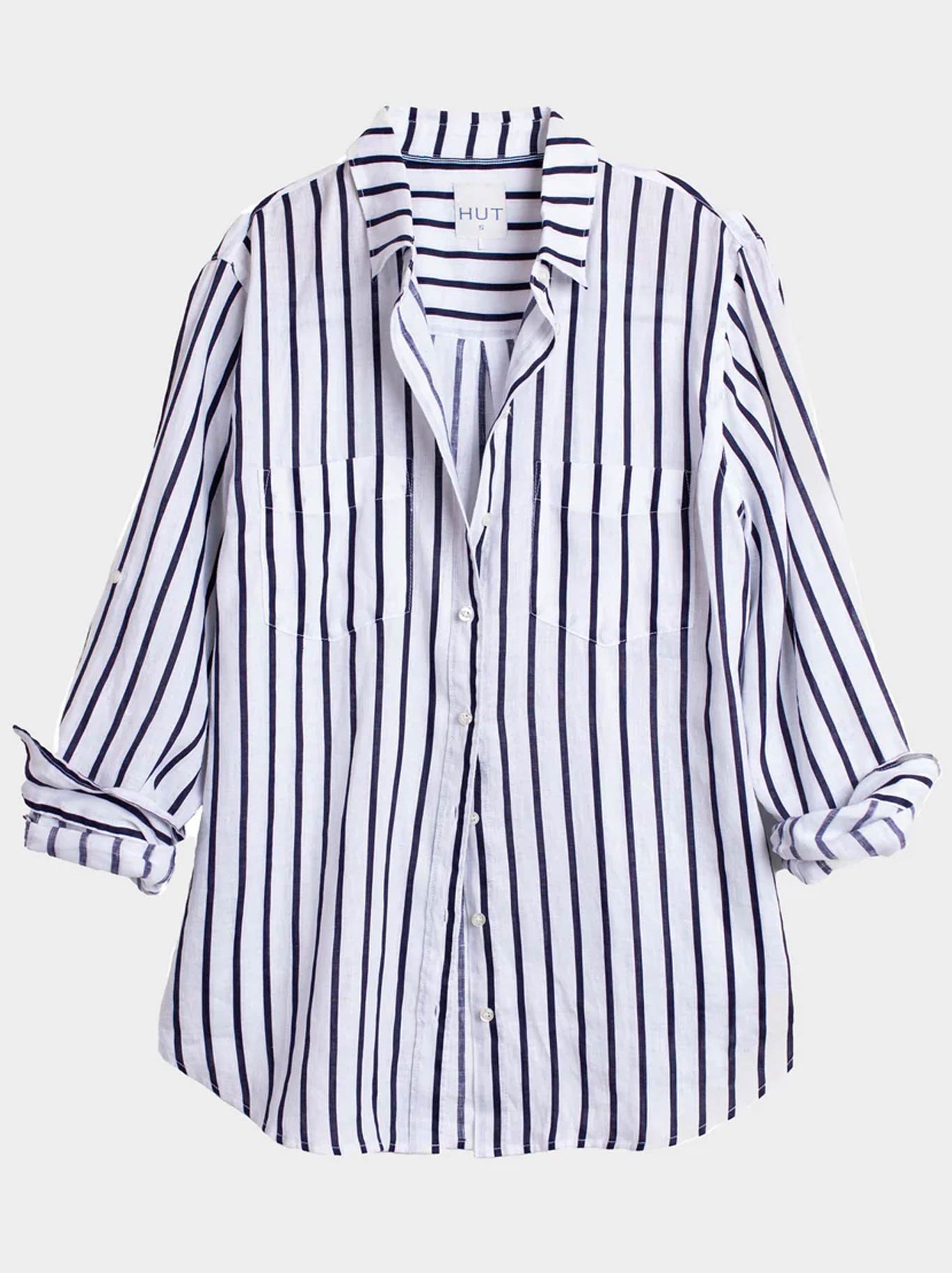 Hut Stripe Linen Boyfriend Shirt (Summer Starts Here)