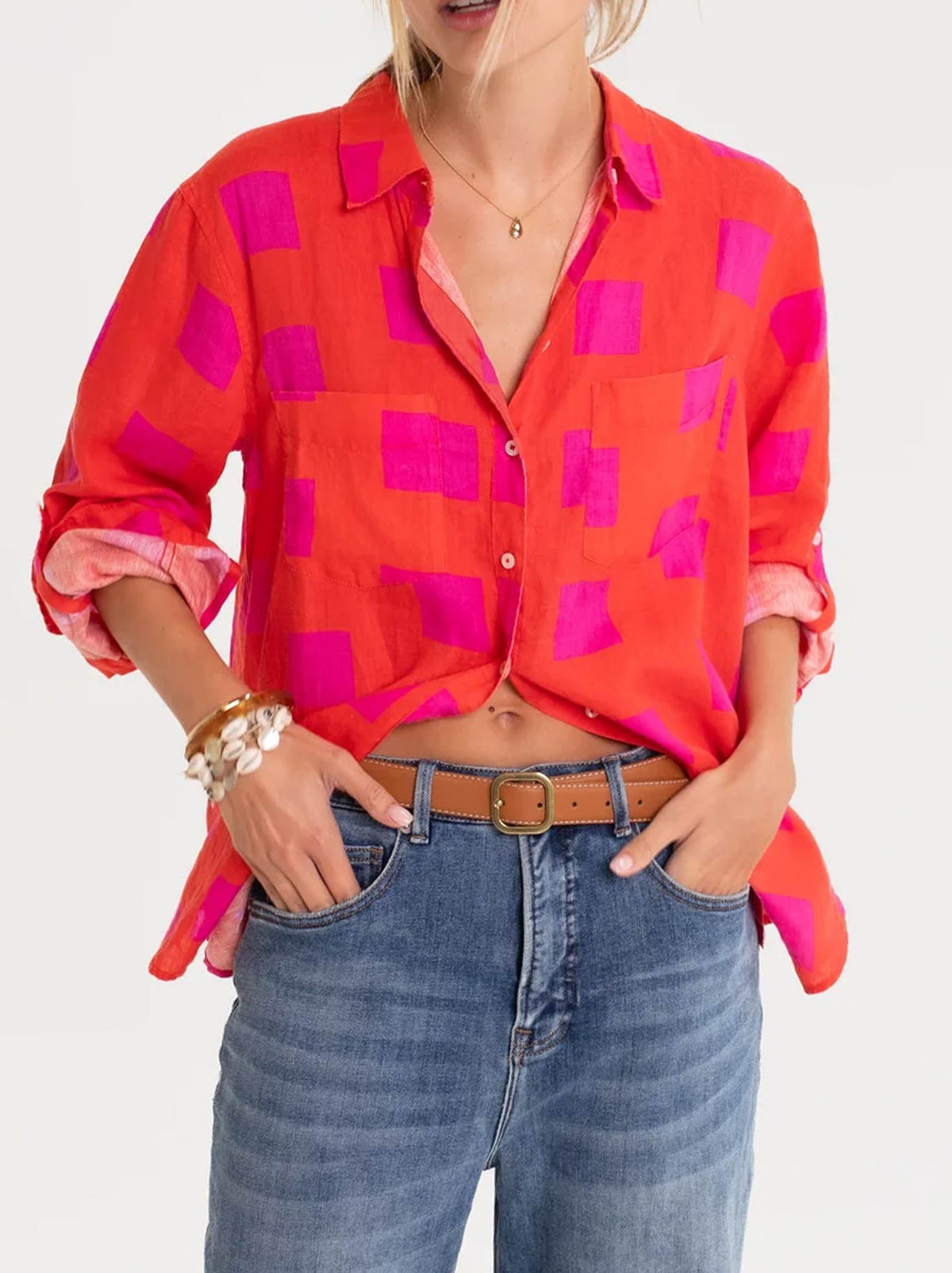 HUT CHECK BOYFRIEND SHIRT (Lets Hang Out)