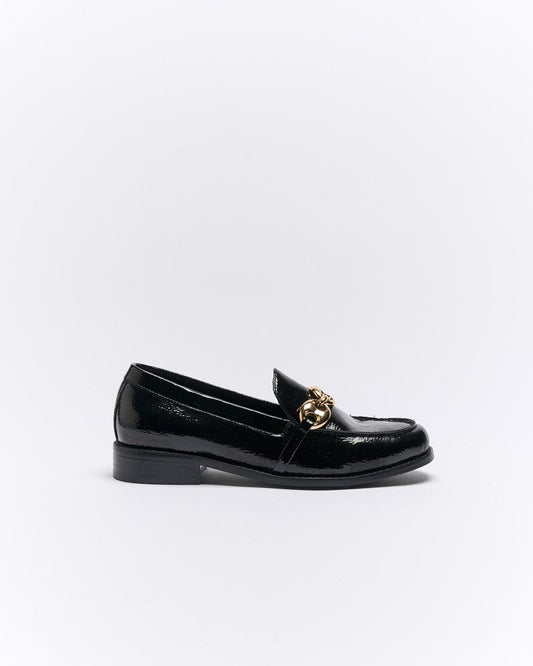 Image of Flats. Productname: Hutton Patent Loafer in Black colour by brand - Walnut Melbourne