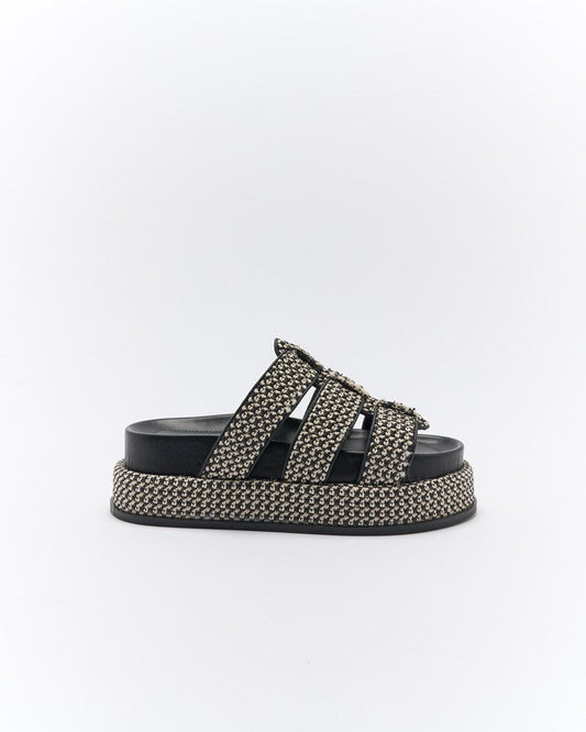 Image of Slippers. Productname: Walnut Melbourne Huxley Slide in Black Multi colour by brand - Walnut Melbourne