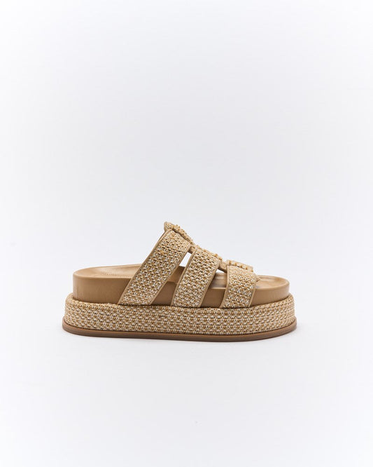 Image of Slippers. Productname: Walnut Melbourne Huxley Slide in Natural Multi colour by brand - Walnut Melbourne