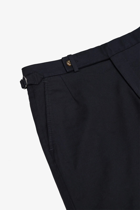 Image of a model wearing Shorts. Product name - Orson Navy Shorts in Navy colour by brand - Anthony Squires