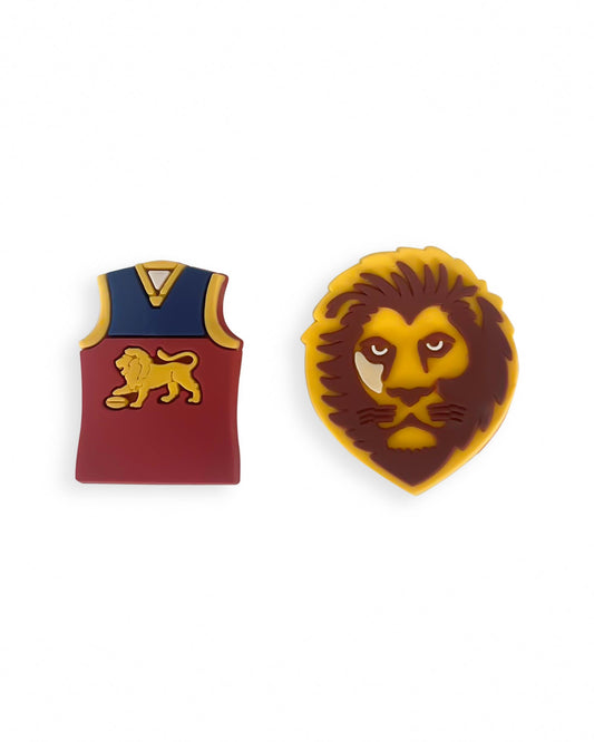 Image of Charms. Productname: Walnut Melbourne AFL Shoe Charms Brisbane (2 Pack) in Brisbane colour by brand - Walnut Melbourne