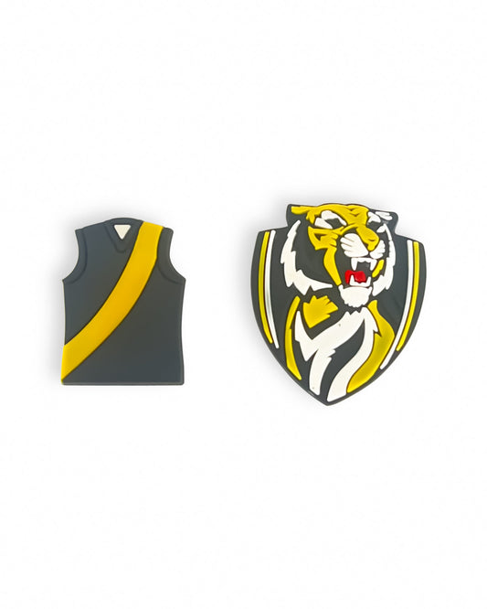 Image of Charms. Productname: Walnut Melbourne AFL Shoe Charms Richmond (2 Pack) in Richmond colour by brand - Walnut Melbourne