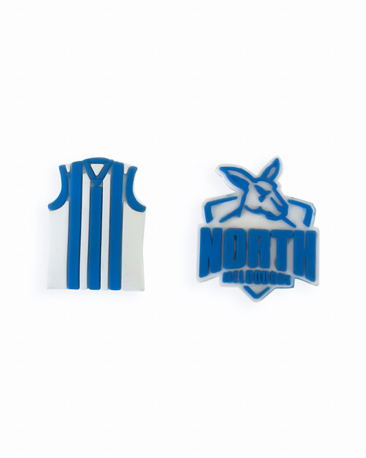 Image of Charms. Productname: Walnut Melbourne AFL Shoe Charms North Melbourne(2 Pack) in North Melbourne colour by brand - Walnut Melbourne