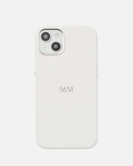 Image of Computer Accessories. Productname: iPhone 14 Plus Saffiano Leather Case Pure White in White colour by brand - The Daily Edited
