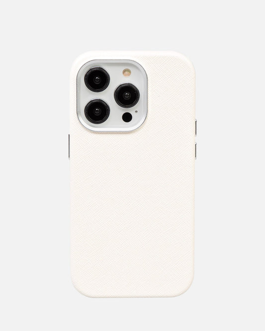iPhone 14 Pro Saffiano Leather Case Pure (White)