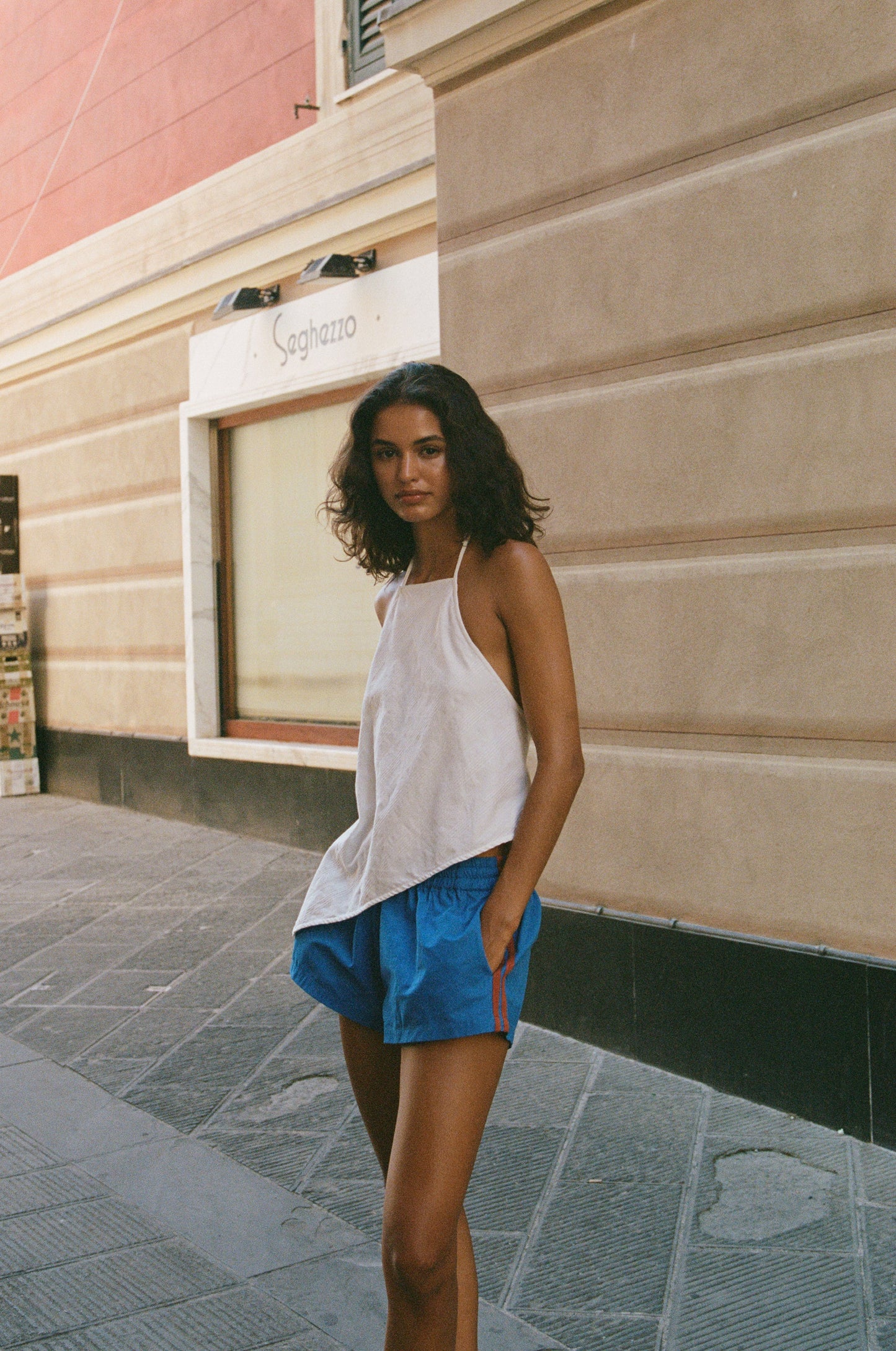 Image of a model wearing Shorts. Product name - Romeo Shorts in Blue colour by brand - With Jéan