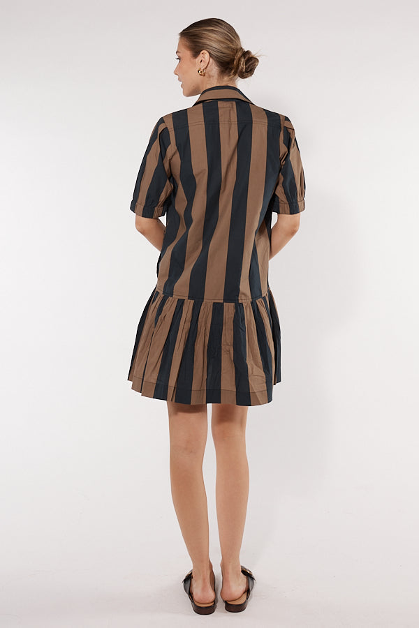 Division Itami Giverny Dress Stripe (Brown)